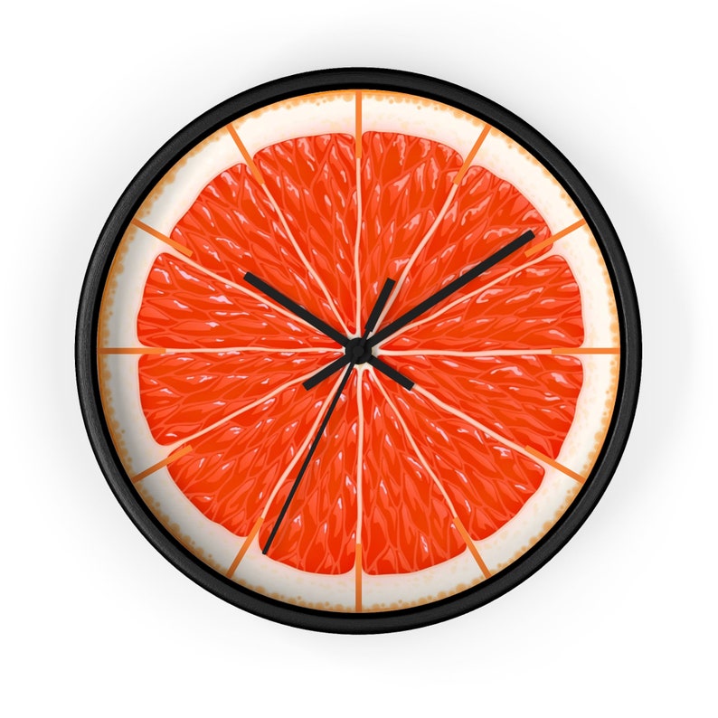 Grapefruit Wall Clock, Orange Slice Wall Clock, Fruit Wall Clock