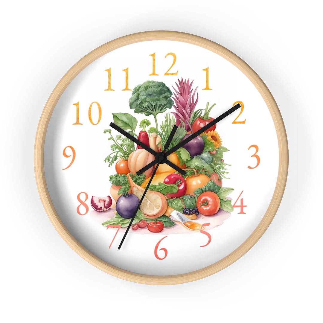 Kitchen Wall Clock, Kitchen Clock, Vegetables Kitchen Clock, Wall Decor ...