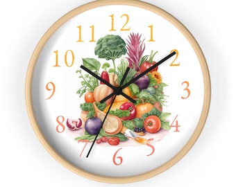 Kitchen Wall Clock, Kitchen Clock, Vegetables Kitchen clock, Wall decor, Wedding Gift, Personalized Gift, Gift For Her, Clock For Wall