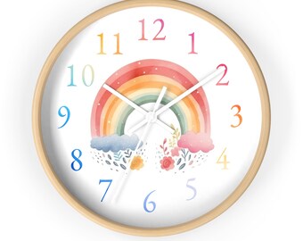 Rainbow Wall Clock, Decorative Nursery Clock, Kids Clock Wall, Rainbow Minimalist Design, Nursery Decor Neutral colors