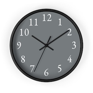 Simple Wall Clock - Gray Wall Clock, Clock with Numbers, Solid Color, Wall Clock, Modern Wall Clock, Minimal Design