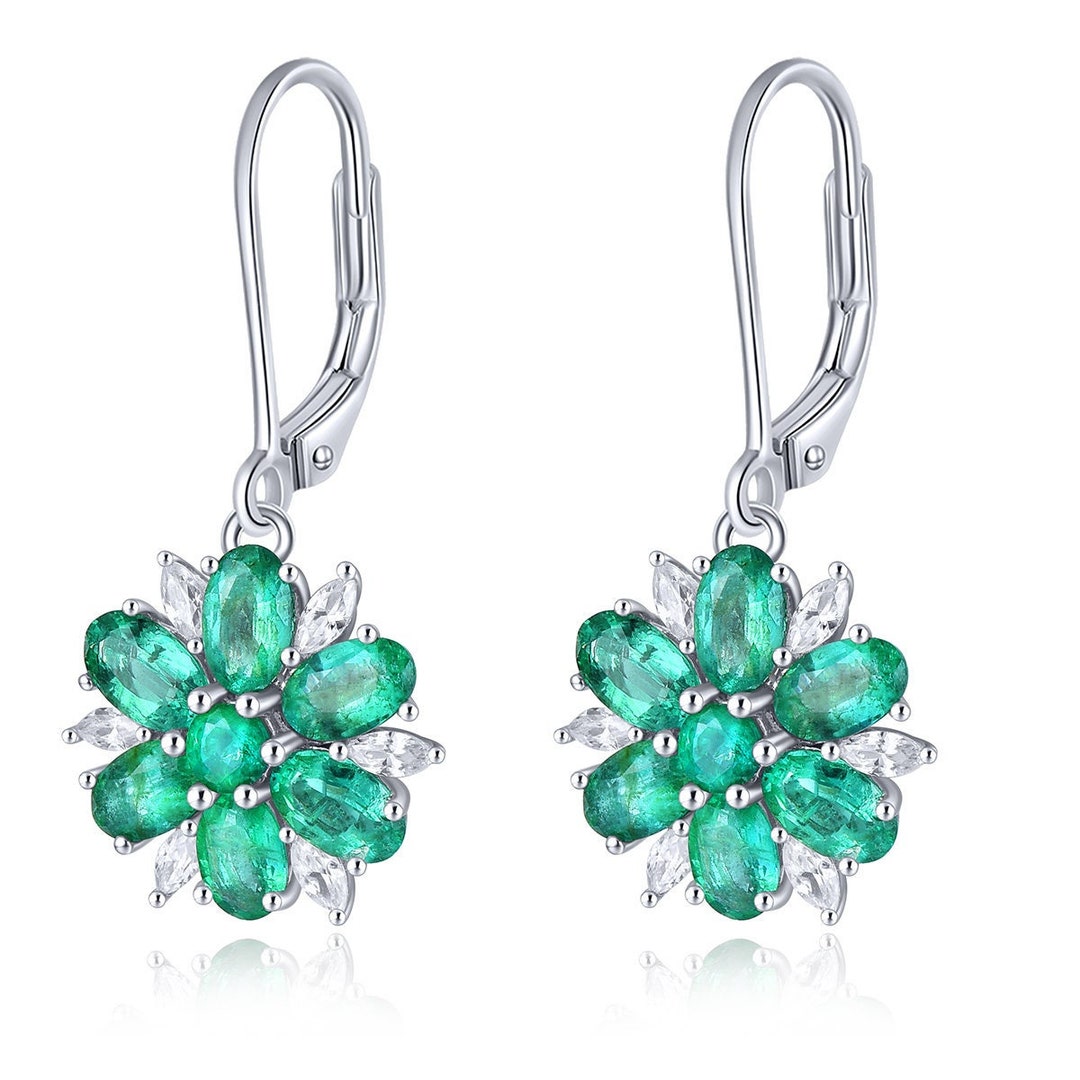 Green Flower Earrings main image 1