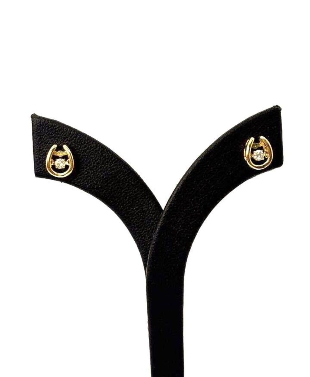 Stud Kancing 18K Solid Gold Dancing Diamond Stud Earrings, 0.10 CT Floating Diamond ...