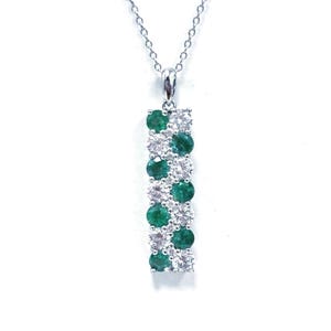 Emerald Pendent And  Zirconia Whispers ,zig zag a line Green Emerald