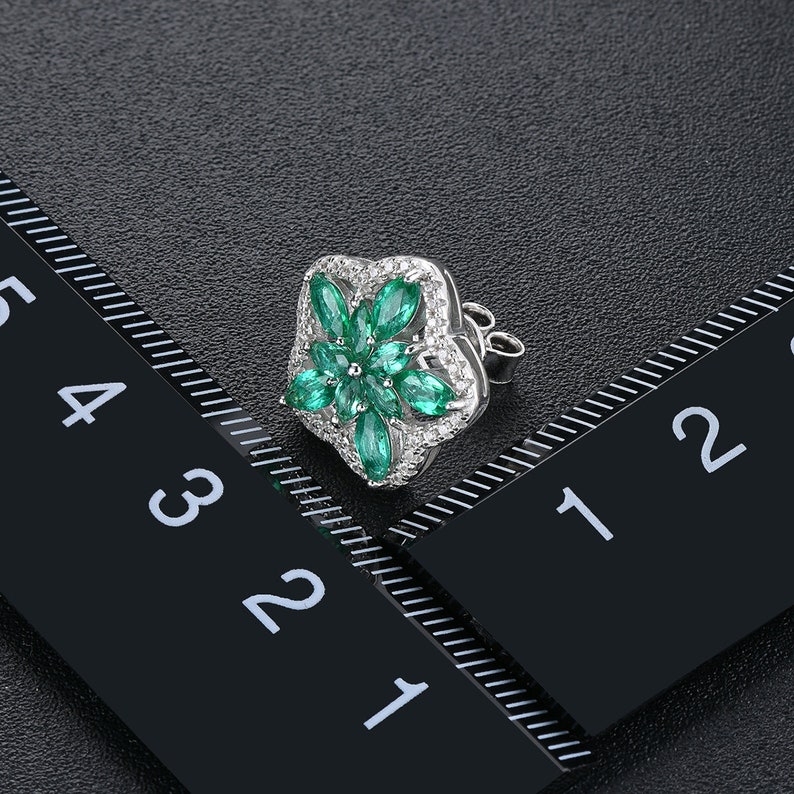 1.66ct Emerald Zircon Stud Earrings Sterling Silver