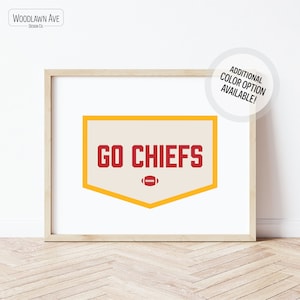 Kansas City Chiefs Wall Art, Go Chiefs Horizontal Pennant Flag, Go Chiefs, Kansas City Decor, KC, KC Chiefs Poster, Football