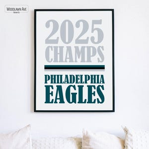 Super Bowl Champs Poster, Philadelphia Eagles Poster, Eagles Wall Art, Phili Decor, Go Birds, Phili Poster, Fly Eagles Fly, Jalen Hurts
