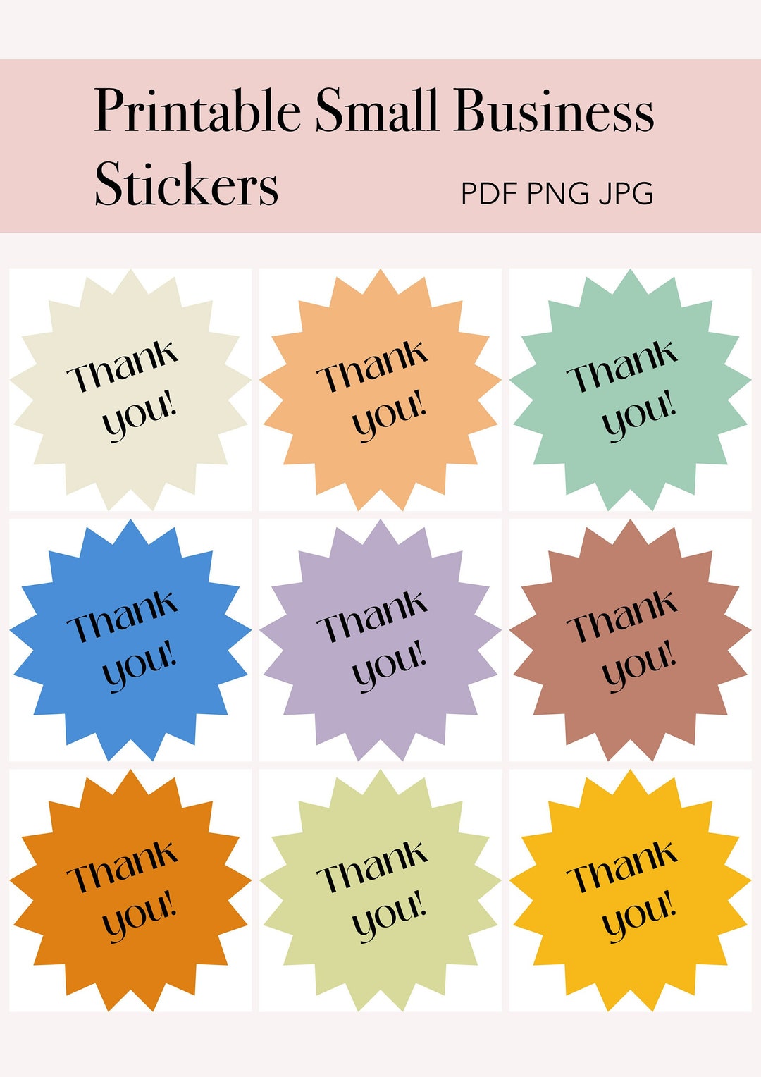 Thank You Digital Sticker / 9pc / Instant Download / - Etsy