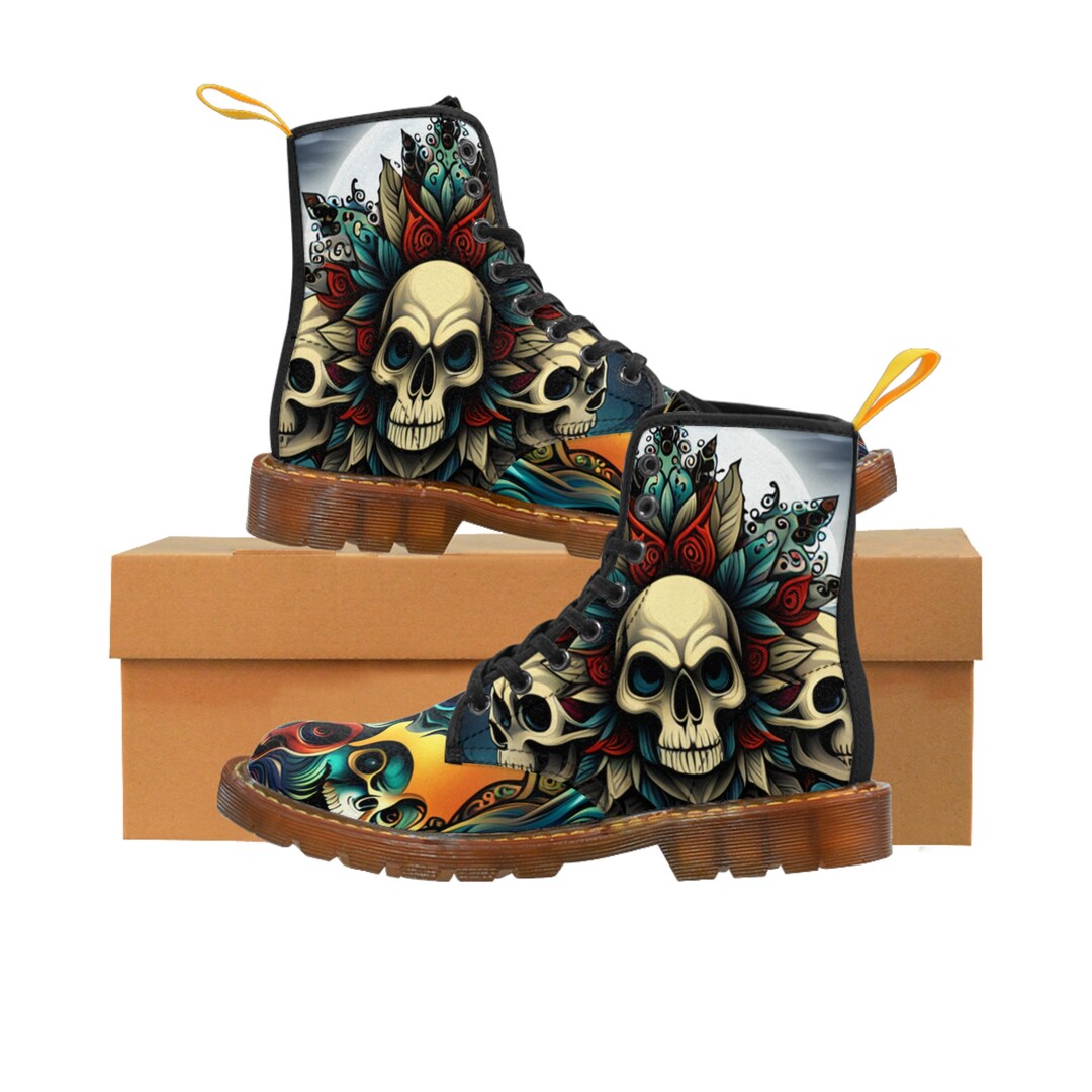 Tropical Leaf Skull Women's Boots
