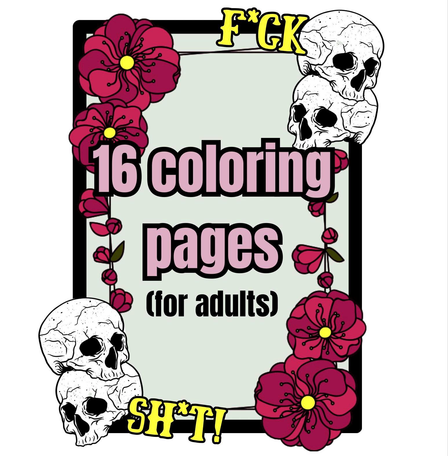 Cheeky Adult Swear Word Coloring Pages | Funny Skull & Floral Printable Coloring Book for Stress Relief | Instant Download