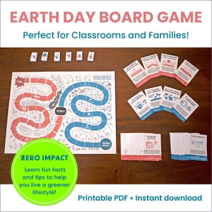 Printable Eco Friendly Board Game for Earth Day Fun Earth Day Family Kids School Activity Sustainable Earth Friendly Board Game