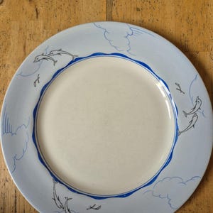 Clarice Cliff Bizarre Dolphin Plate by William P Robins for Harrods c1934