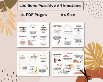 Boho Affirmation Cards: 120 Daily Positivity Prints (PDF Download)