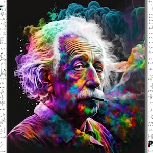 Impresión artística en acuarela de Albert Einstein: Decoración de pared para oficina (descarga digital)