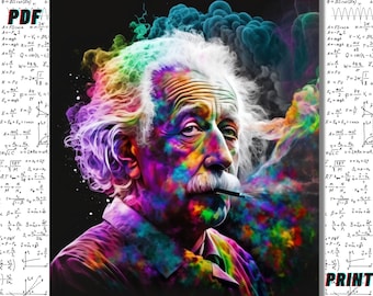 Albert Einstein Watercolor Art Print: Office Wall Decor (Digital Download)