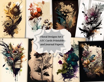 Floral ATC Cards: Printable Junk Journal Pages (Digital Download)