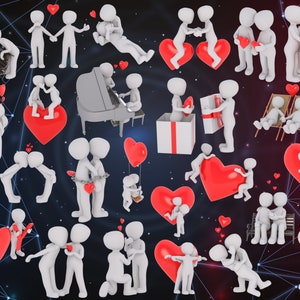 Hou van paren Png bundel, Valentijnsdag, kussend paar, paar clipart, ontwerpen voor producten, sublimatie ontwerp, bruiloft clipart, digitaal