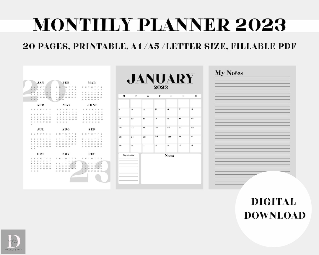 monthly-planner-2023-calendar-printable-organiserall-12-etsy