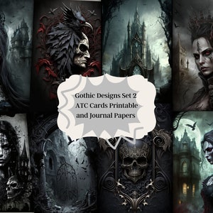 Gothic Design Set 2 Journal Karten Atc, Digitales Papier, druckbare Journaling Karten, Scrapbooking, druckbare Seiten, druckbare Atc Karten, Digital