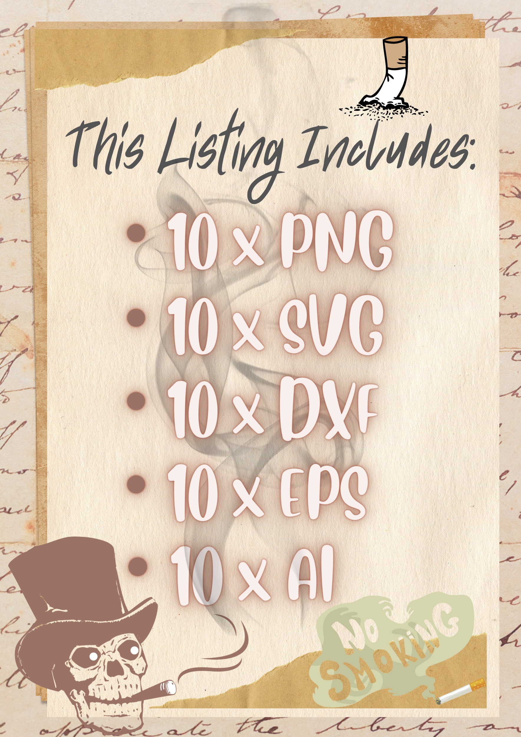 No Smoking Sign Cartoon Clipart Bundle (digital Download) - Etsy