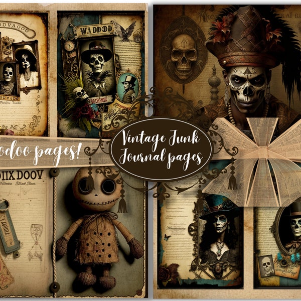 Voodoo Vintage Ephemera Bundle Pack, Junk Journal Pages Scrapbook, Vintage Collage Sheets, Digital Vintage Labels, Collage Crafts