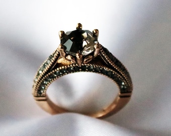 Wedding Ring Engagement Marcasite Bronze Engagement Ring