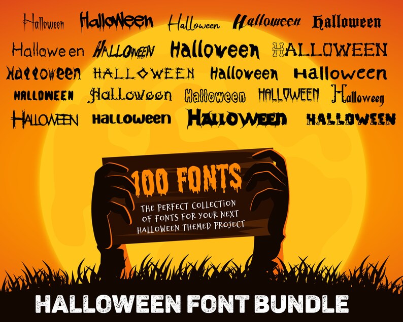 100 Halloween Fonts Font Bundle Fonts for Cricut Spooky - Etsy