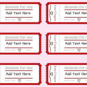 Cupón de amor personalizable, regalos de San Valentín, regalos para él, regalos para ella