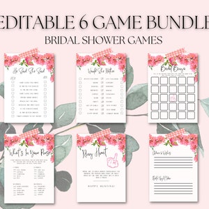 Modern Pink Floral EDITABLE Bridal Shower Game BUNDLE, 6 Games You&#39;ll Actually Use!