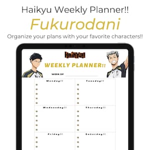 Haikyu!! Weekly Planner. 1-page digital download (Team: Fukurodani) / Printable planner