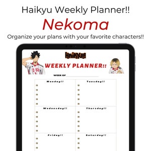 Haikyu Weekly Planner!! / 1- page download / Haikyu Team : Nekoma / Printable download / Digital planner