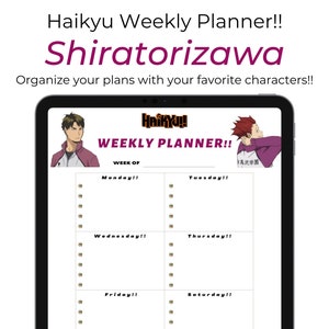 Agenda Haikyu Weely !! 1 page à télécharger / Fichier imprimable / Équipe Haikyu : Shiratorizawa