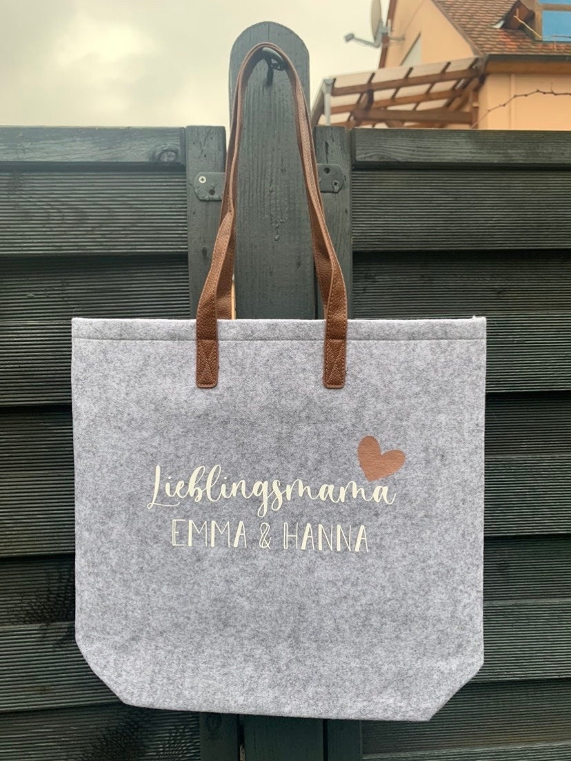 WriteFusion Personalisierte Filztasche Mit Initialen - Nachhaltige Einkaufstasche 39x49cm