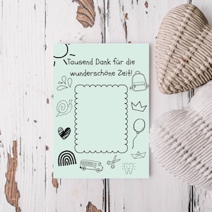 Abschiedskarte Kindergarten | Danke für die schöne Zeit | mintgrün | Erzieherin Abschied Geschenk | Fotokarte | Schulkind