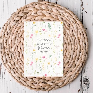 Für dich soll’s bunte Blumen regnen | Glückwunschkarte | Genesungskarte | Grußkarte | Postkarte