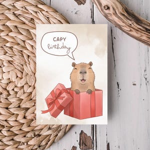 Capy birthday | Capybara | Glückwunschkarte | Geburtstag | Kindergeburtstag | Geschenk | beige