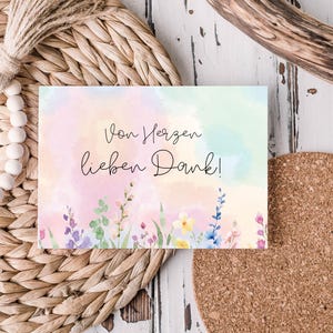 Von Herzen lieben Dank | Danke für alles | Dankeskarte | Postkarte | Grußkarte | Blumen
