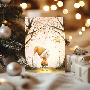 Weihnachtskarte Wichtel mit Stern | Grußkarte | Postkarte | Greeting card | Geschenk | Wichtel | Christmas card | Elves