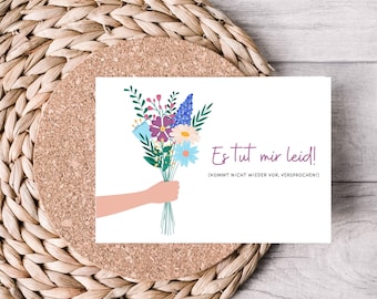 Karte zur Entschuldigung | Tut mir echt leid | Grußkarte | Postkarte | Sorry | Verzeihung