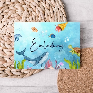Geburtstagseinladung | Einladung Unterwasser | Kindergeburtstag | Unterwasserwelt | Mottoparty