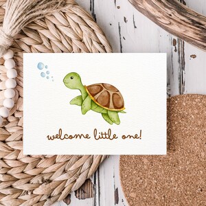 Welcome little one | Grußkarte zur Geburt | Baby Glückwunschkarte | Schildkröte Karte