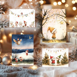 Weihnachtskarten-Set Wichtel | 4 Grußkarten | Postkarte | Greeting card | Geschenk | Wichtel | Christmas card | Elves | Bundle