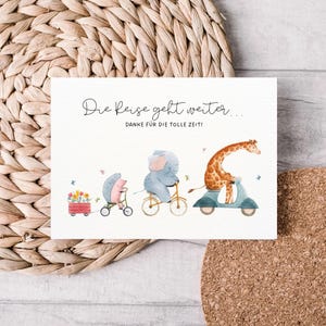 Abschiedskarte Kindergarten | Die Reise geht weiter | Erzieherin Abschied Geschenk | Schulkind