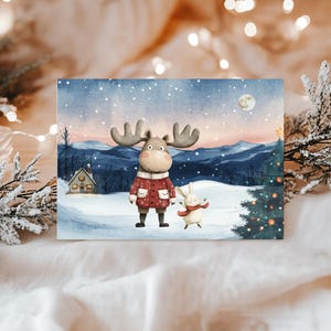 Weihnachtskarte Rentier | Grußkarte | Postkarte | Greeting card | Geschenk | Christmas card