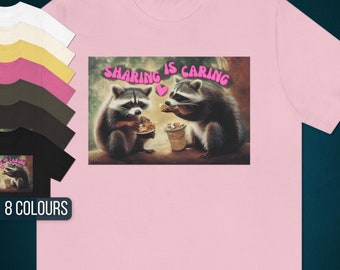 Sharing Is Caring Shirt | Raccoons Eating Trash, Raccoon Shirt, Aesthetic Shirt, Wholesome Shirt, Cute Graphic Tee, Love Shirt, Kawaii Shirt