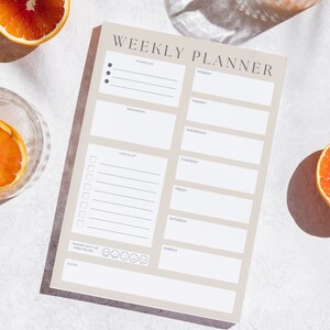 Weekly planner page, digital download, single page, 1 page, minimalist planner, weekly page, printable, PDF