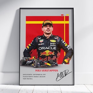 Digital Max Verstappen Poster, F1 Poster, Red Bull Racing Poster, Formula 1 Wall Art, Max Verstappen Wall Art Gift, Max Verstappen Print,