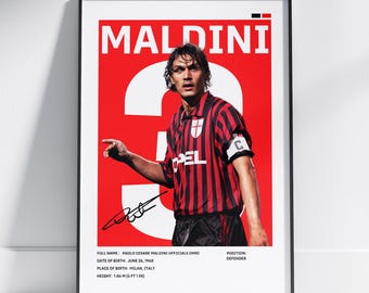 パオロ・マルディーニ直筆サイン入りACミラン 1988 ホームサッカー