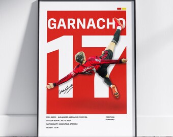 Garnacho Manchester United Poster | Red Football Wall Art (Digital Download)