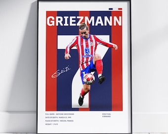 Póster de Griezmann del Atlético de Madrid / Arte mural de fútbol (descarga digital)